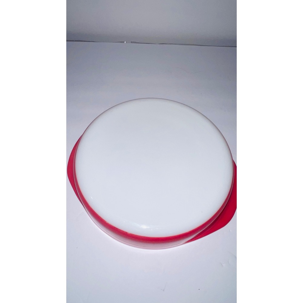 Vintage Pyrex Pink Milk Glass Round Casserole Pie Baking Dish Handled 8.5" USA* - Picture 10 of 10